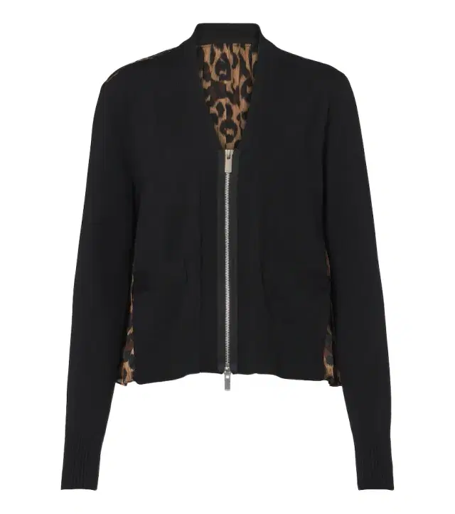 Paneled leopard-print cotton-blend cardigan