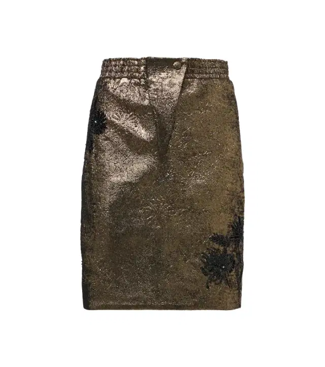 Embellished brocade miniskirt