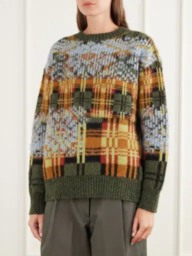Dries Van Noten Checked Brushed Merino And Wool-blend Sweater | Thumbnail 3