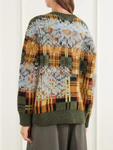 Dries Van Noten Checked Brushed Merino And Wool-blend Sweater | Thumbnail 4