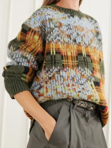 Dries Van Noten Checked Brushed Merino And Wool-blend Sweater | Thumbnail 5