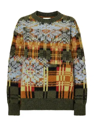 Dries Van Noten Checked Brushed Merino And Wool-blend Sweater | Thumbnail 1