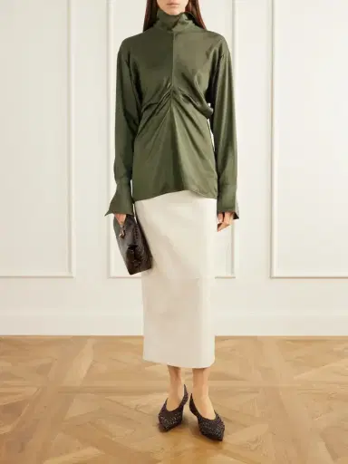 TOTEME Slouch Draped Satin Blouse | Thumbnail 2