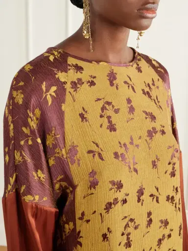 Dries Van Noten Satin-trimmed Floral-jacquard Midi Dress | Thumbnail 4