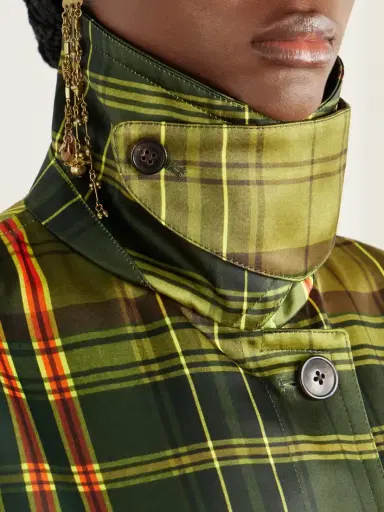 Dries Van Noten Belted Checked Duchesse Satin Coat | Thumbnail 6