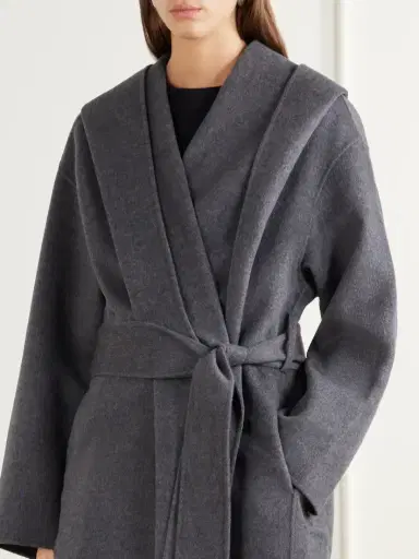 TOTEME Belted Hooded Wool Coat | Thumbnail 4