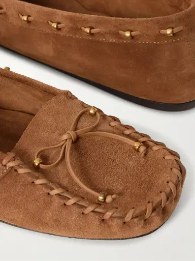 Khaite Milly embellished whipstitched suede loafers | Thumbnail 4
