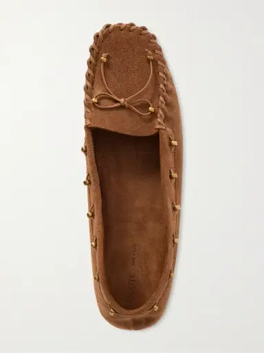 Khaite Milly embellished whipstitched suede loafers | Thumbnail 5