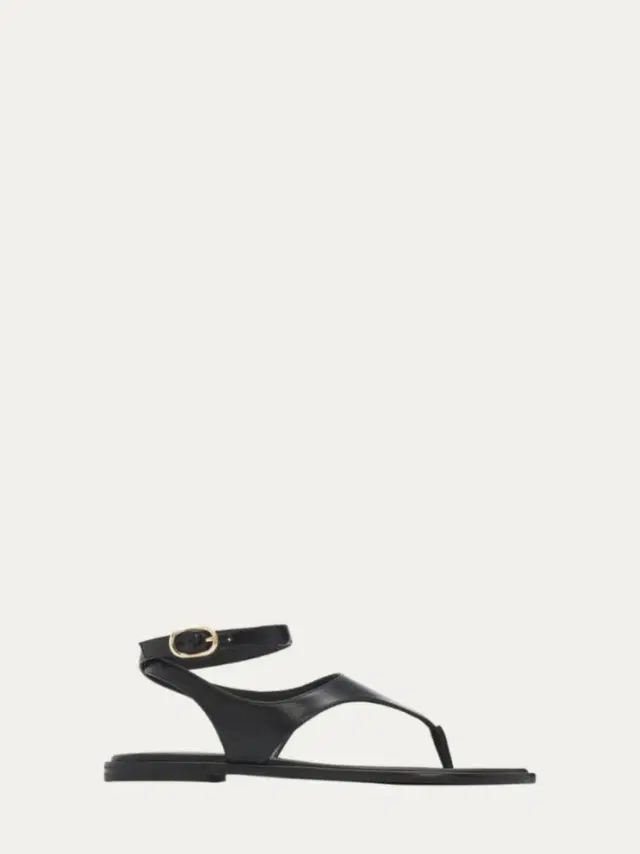 Bergdorf Goodman Marley Nappa Leather Flat Thong Sandals