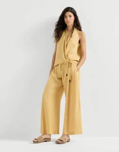 Brunello Cucinelli Linen trousers with drawstring and monili | Thumbnail 4 Brunello Cucinelli Linen trousers with drawstring and monili | Thumbnail 4