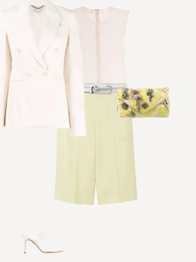 AMI shorts with Dries Beaded Top and Stella Blazer