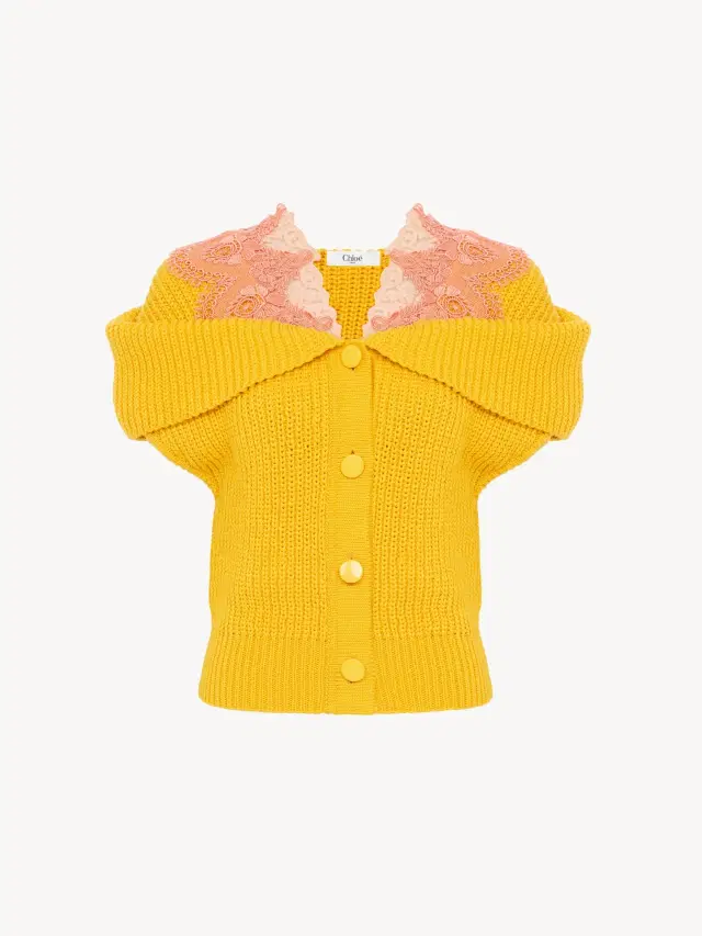 Chloe Cape cardigan in a cotton knit & lace