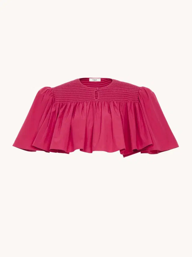 Chloe Gathered cropped top in cotton poplin
