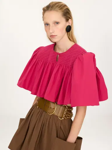 Chloé Gathered cropped top in cotton poplin | Thumbnail 3 Chloé Gathered cropped top in cotton poplin | Thumbnail 3