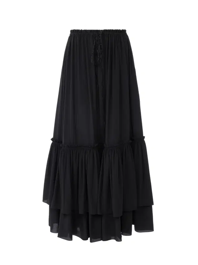 Chloe Ruffled long skirt in crêpe de chine