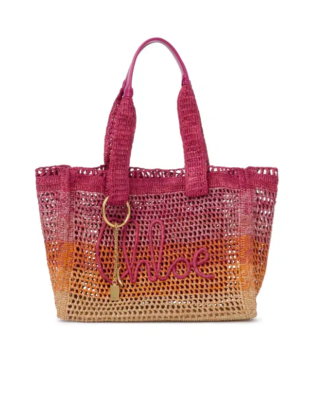 Chloe Summer Banana east-west tote bag in raffia