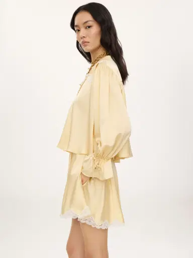 Chloé Fluid top in washed silk satin & lace | Thumbnail 5