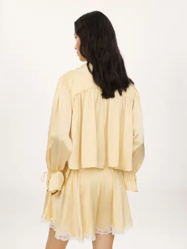 Chloé Fluid top in washed silk satin & lace | Thumbnail 4