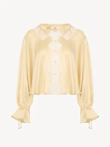 Chloé Fluid top in washed silk satin & lace | Thumbnail 1