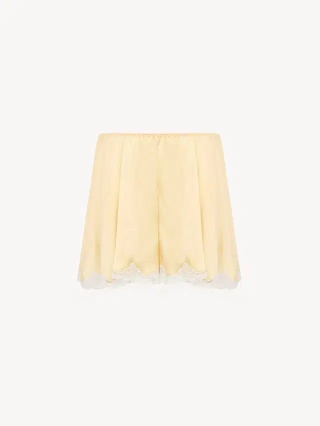 Chloe Fluid shorts in washed silk satin & lace