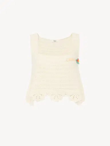 Chloé Sleeveless cropped top in crochet knit | Thumbnail 1