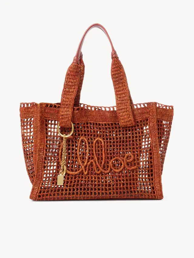 Chloe Summer Banana east-west tote bag in raffia