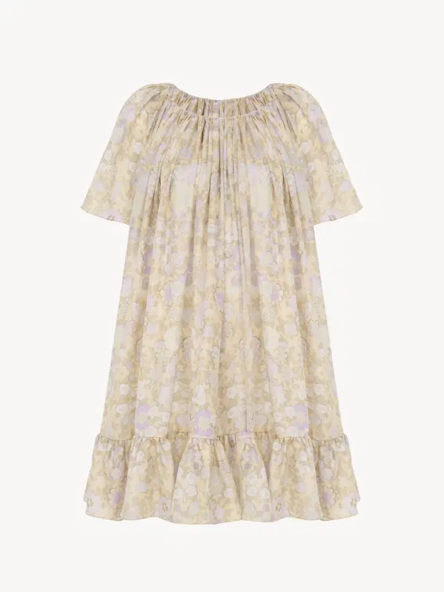 Chloe Short pleated dress in silk charmeuse