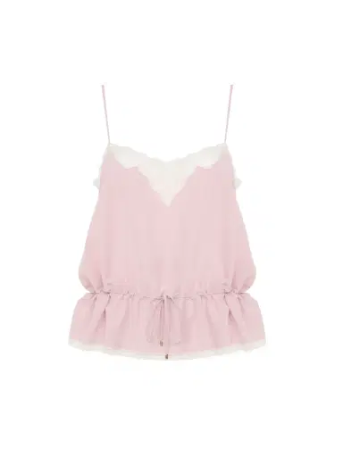 Chloé Drawstring camisole top in crêpe de chine & lace | Thumbnail 1