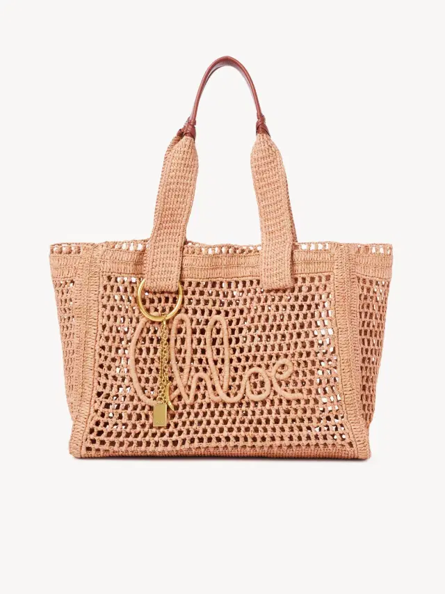 Chloe Summer Banana east-west tote bag in raffia