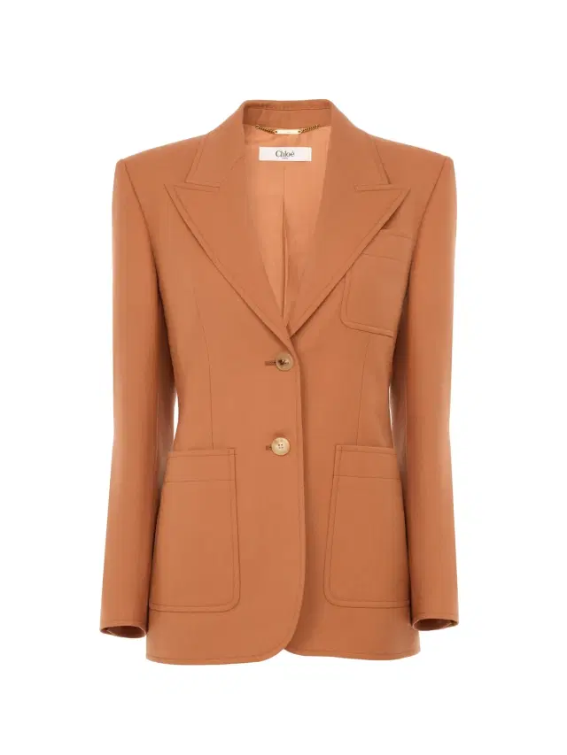 Chloe Single-breasted tailored jacket in wool gabardine