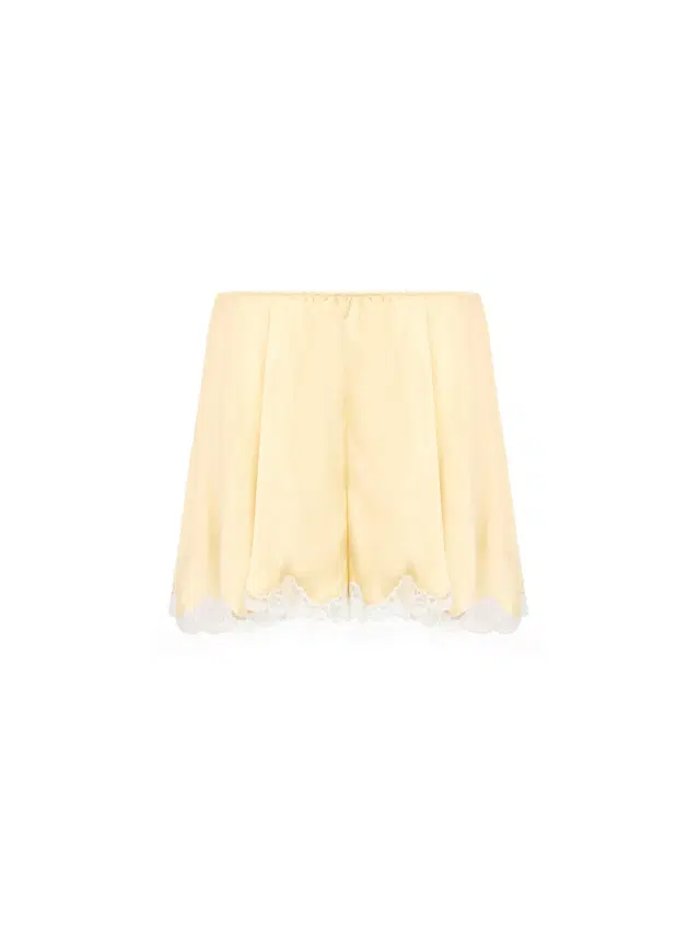 Chloe Fluid shorts in washed silk satin & lace
