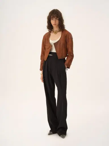 Chloé Cropped scoop-neck jacket in leather | Thumbnail 2
