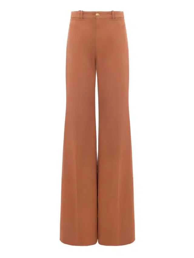 High-rise flared pants in cotton canvas