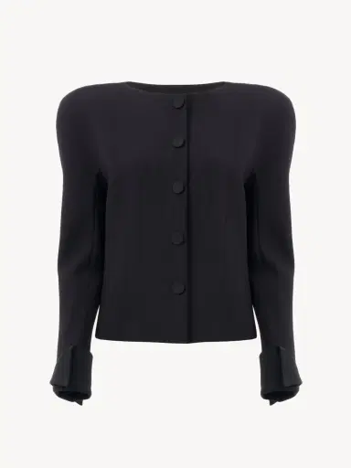 Chloé Collarless fitted jacket in wool crêpe | Thumbnail 1 Chloé Collarless fitted jacket in wool crêpe | Thumbnail 1