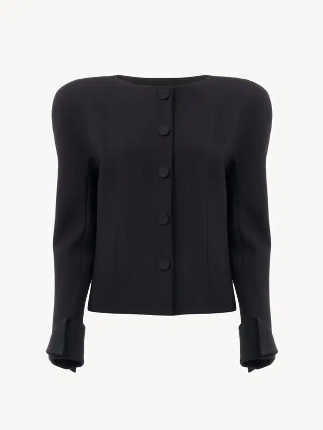 Chloe Collarless fitted jacket in wool crêpe