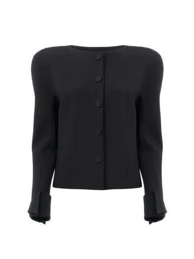 Chloé Collarless fitted jacket in wool crêpe | Thumbnail 6 Chloé Collarless fitted jacket in wool crêpe | Thumbnail 6