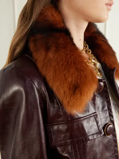 Chloé Cropped shearling-trimmed leather jacket | Thumbnail 6