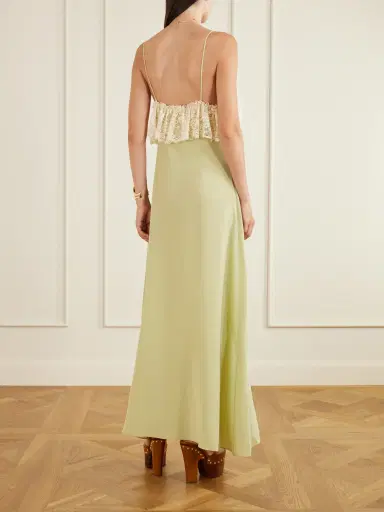 Chloé Lace-trimmed silk-crepe de chine maxi dress | Thumbnail 3 Chloé Lace-trimmed silk-crepe de chine maxi dress | Thumbnail 3