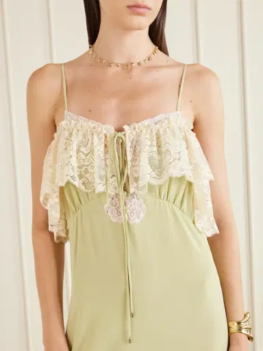 Chloé Lace-trimmed silk-crepe de chine maxi dress | Thumbnail 4 Chloé Lace-trimmed silk-crepe de chine maxi dress | Thumbnail 4