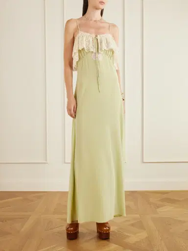 Chloé Lace-trimmed silk-crepe de chine maxi dress | Thumbnail 2 Chloé Lace-trimmed silk-crepe de chine maxi dress | Thumbnail 2
