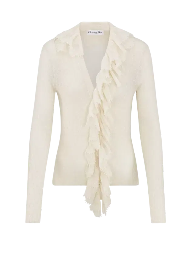 Dior Cardigan with Removable Ruched Collar