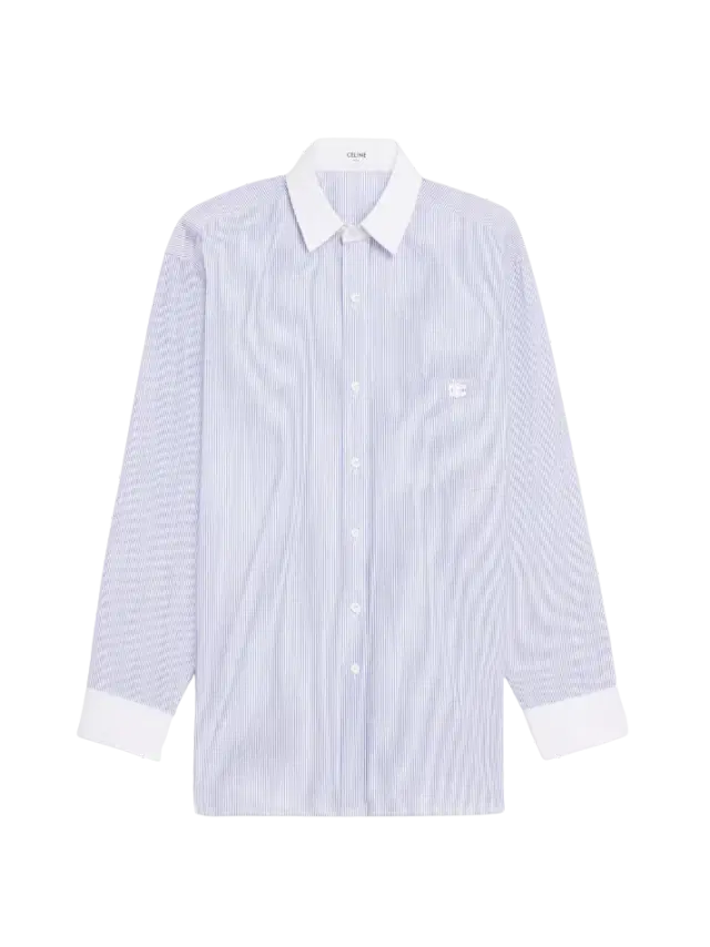 Celine Oversized Shirt in Striped Chambray Cotton