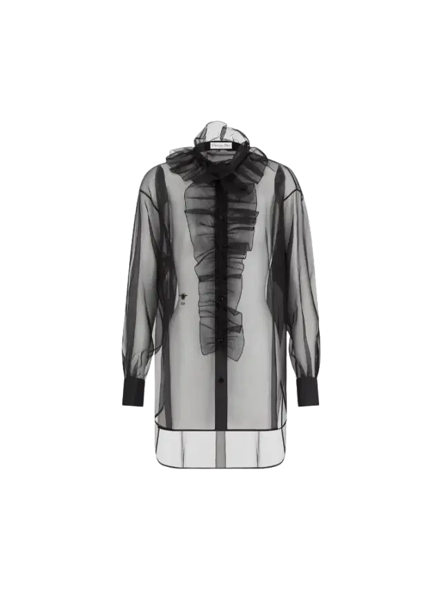 Dior Transparent Blouse with Removable Ruched Collar