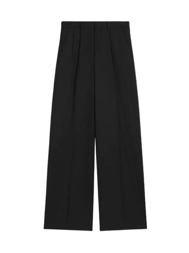 Celine Pleated Trousers in Light Wool Gabardine