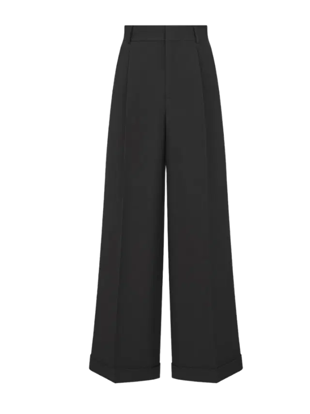 Dior Flared Pants in Black Wool and Silk