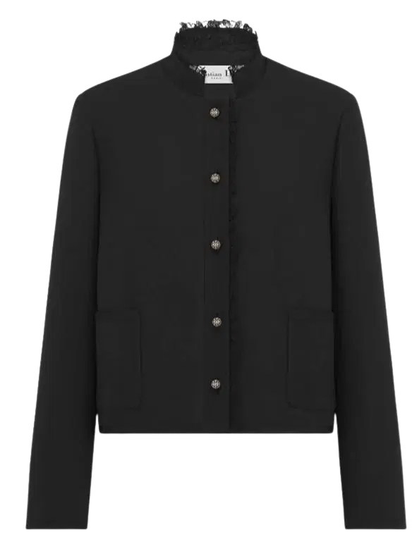 Dior Cropped Jacket in Black Wool and Silk