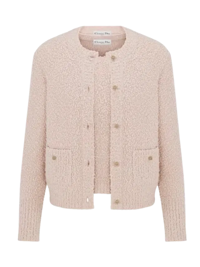 Dior Pink Cotton Wool Blend Boucle Knit Twinset