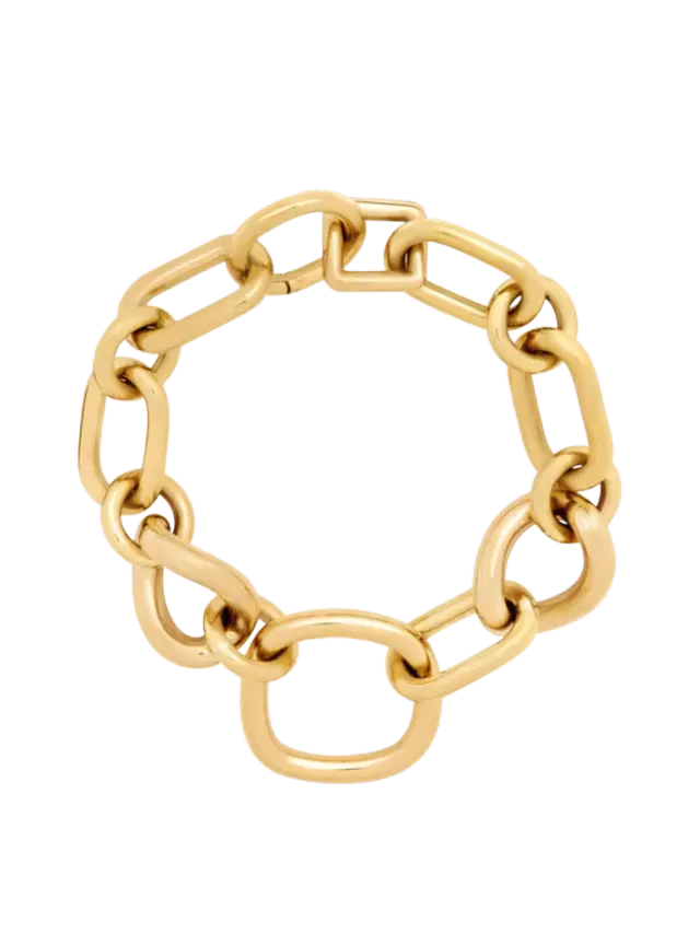 Celine Charms Modern Thin Gourmette in Brass with Rhodium Finish