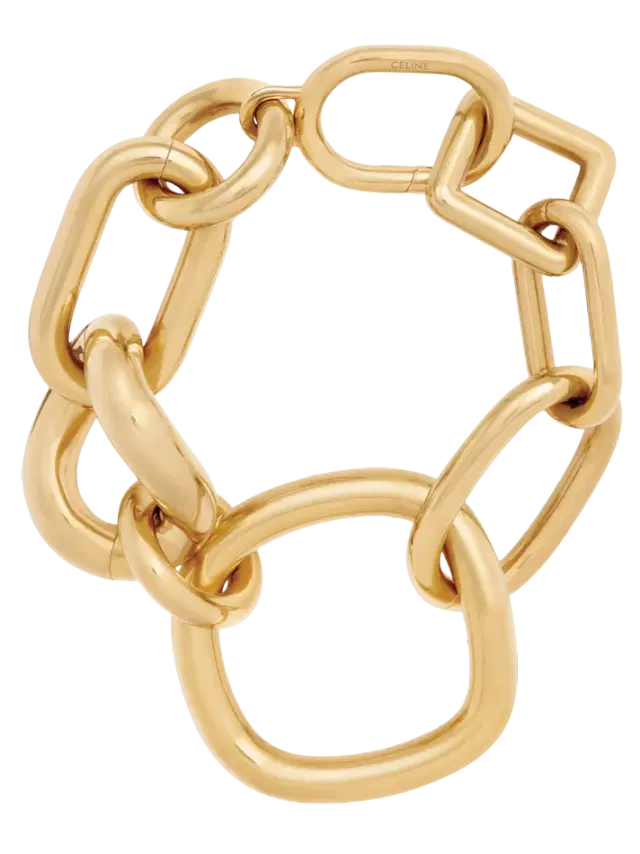Celine Charms Modern Chunky Gourmette in Brass with Gold Finish