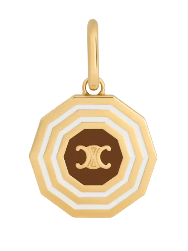 Celine Celine Charms Decagon Triomphe Medal in Enamel and Brass with Gold finish